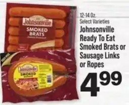 IGA Johnsonville ready to eat smoked brats or sausage links or ropes offer