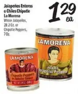 La Morena whole jalapeños or chipotle peppers