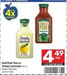 Randalls Gold Peak Tea or Simply Lemonade offer