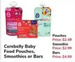 Randalls Cerebelly baby food pouches, smoothies or bars offer