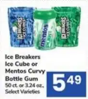 Randalls Ice Breakers Ice Cube or Mentos Curvy Bottle Gum offer