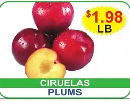 JD's Supermarket Ciruelas Plums offer