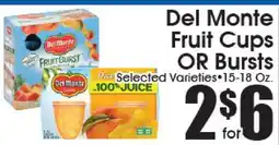 Supremo Foods Inc Del Monte Fruit Cups OR Bursts offer