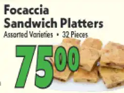 Marino's Supermarket Focaccia Sandwich Platters offer