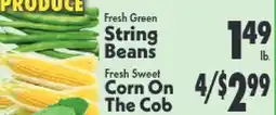 Marino's Supermarket Fresh Green String Beans Fresh Sweet Corn On The Cob offer