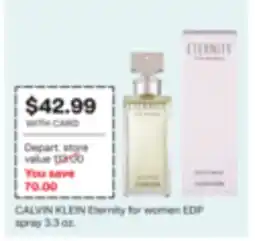 CVS CALVIN KLEIN Eternity for women EDP spray 3.3 oz offer