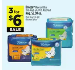 Dollar General Breeze Maxi or Ultra Thin Pads offer