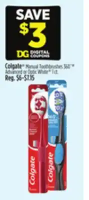 Dollar General Colgate Manual Toothbrushes 360° Advanced or Optic White offer