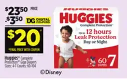 Dollar General Huggies Complete Protection Giga Diapers offer