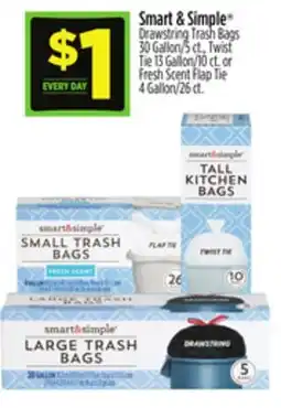 Dollar General Smart & Simple Drawstring Trash Bags offer