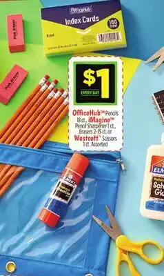 Dollar General OfficeHub Pencils 18 ct., iMagine Pencil Sharpener 1 ct., Erasers 2-15 ct. or Westcott Scissors 1 ct offer