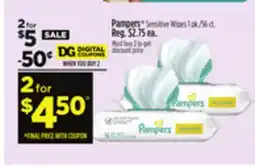 Dollar General Pampers Sensitive Wipes offer