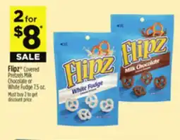 Dollar General Flipz Covered Pretzels Milk Chocolate or White Fudge offer