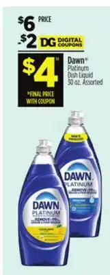 Dollar General Dawn Platinum Dish Liquid offer