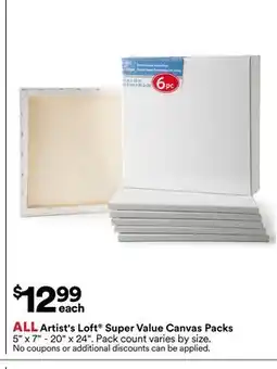 Michaels ALL Artist's Loft Super Value Canvas Packs offer