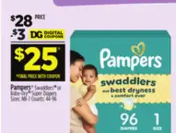 Dollar General Pampers Swaddlers or Baby-Dry Super Diapers offer
