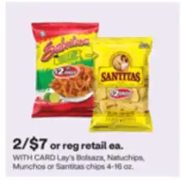 CVS Lay's Bolsaza, Natuchips, Munchos or Santitas chips 4-16 oz offer