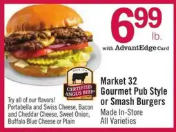 Price Chopper Market 32 Gourmet Pub-Style or Smash Burgers offer
