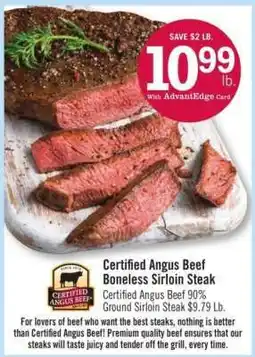 Price Chopper Certified Angus Beef Boneless Sirloin Steak offer