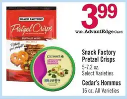Price Chopper Snack Factory Pretzel Crisps offer