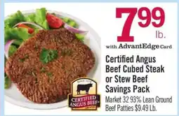 Price Chopper Certified Angus Beef Cubed Steak or Stew Beef Savings Pack offer