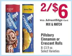 Price Chopper Pillsbury cinnamon or crescent rolls offer