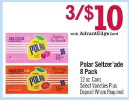 Price Chopper Polar Seltzer’ade 8 Pack offer