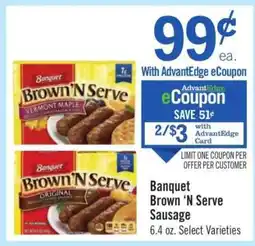 Price Chopper Banquet Brown'N Serve Sausage offer