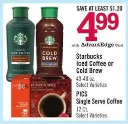 Price Chopper Starbucks iced coffee or cold brew offer