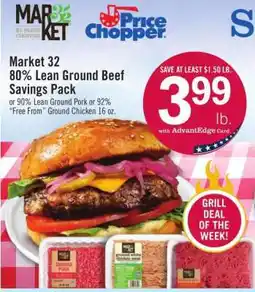 Price Chopper Market 32 80% Lean Ground Beef Savings Pack offer