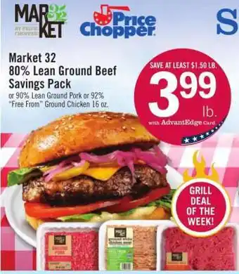 Price Chopper Market 32 80% Lean Ground Beef Savings Pack offer
