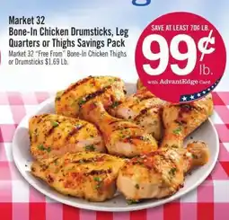 Price Chopper Market 32 Bone-In Chicken Drumsticks, Leg Quarters or Thighs Savings Pack offer