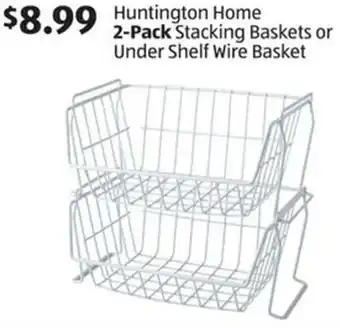 Aldi Huntington Home 2-Pack Stacking Basket Or Under Shelf Wire Basket offer