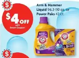 Family Dollar Arm & Hammer Liquid or Power Paks offer