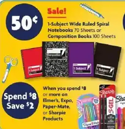 Family Dollar 1-Subject Wide Ruled Spiral Notebooks or Composition Books offer