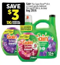 Dollar General Gain plus super rings liquid laundry detergent offer