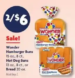 Family Dollar Wonder Hamburger Buns or Hot Dog Buns offer