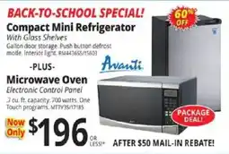 ABC Warehouse Avanti compact mini refrigerator with glass shelves offer