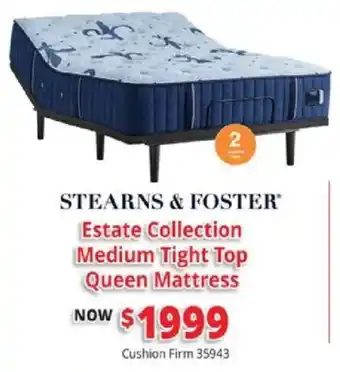 Stearns & Foster estate collection medium tight top queen mattress