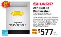 ABC Warehouse Sharp 24" Built-In Dishwasher offer