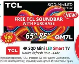 ABC Warehouse TCL 4k SQD mini led smart tv offer
