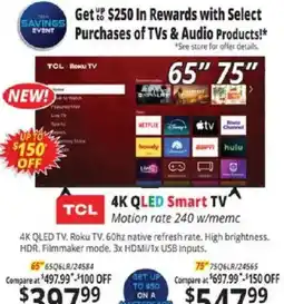 ABC Warehouse Tcl 4k Qled Smart Tv offer