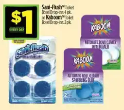 Dollar General Sani-Flush Toilet Bowl Drop-ins 4pk or Kaboom Toilet Bowl Drop-ins 2pk offer