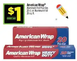 Dollar General American Wrap aluminum foil pop-ups offer