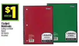 Dollar General 1Subject Notebooks offer