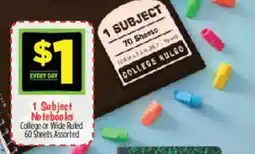 Dollar General 1 Subject Notebooks offer