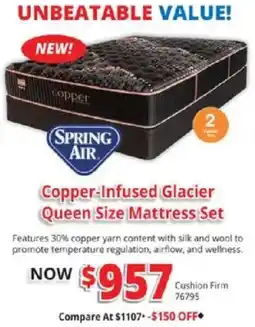 ABC Warehouse Spring Air Copper-Infused Glacier Queen Size Mattress Set offer