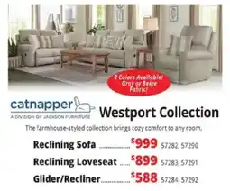 ABC Warehouse Catnapper Westport Collection Reclining Sofa offer