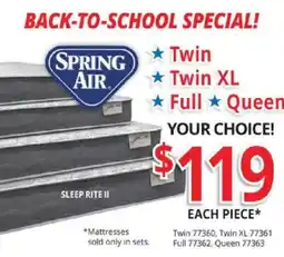 ABC Warehouse Spring Air mattress offer