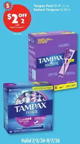 Family Dollar Tampax radiant or Tampax pearl offer